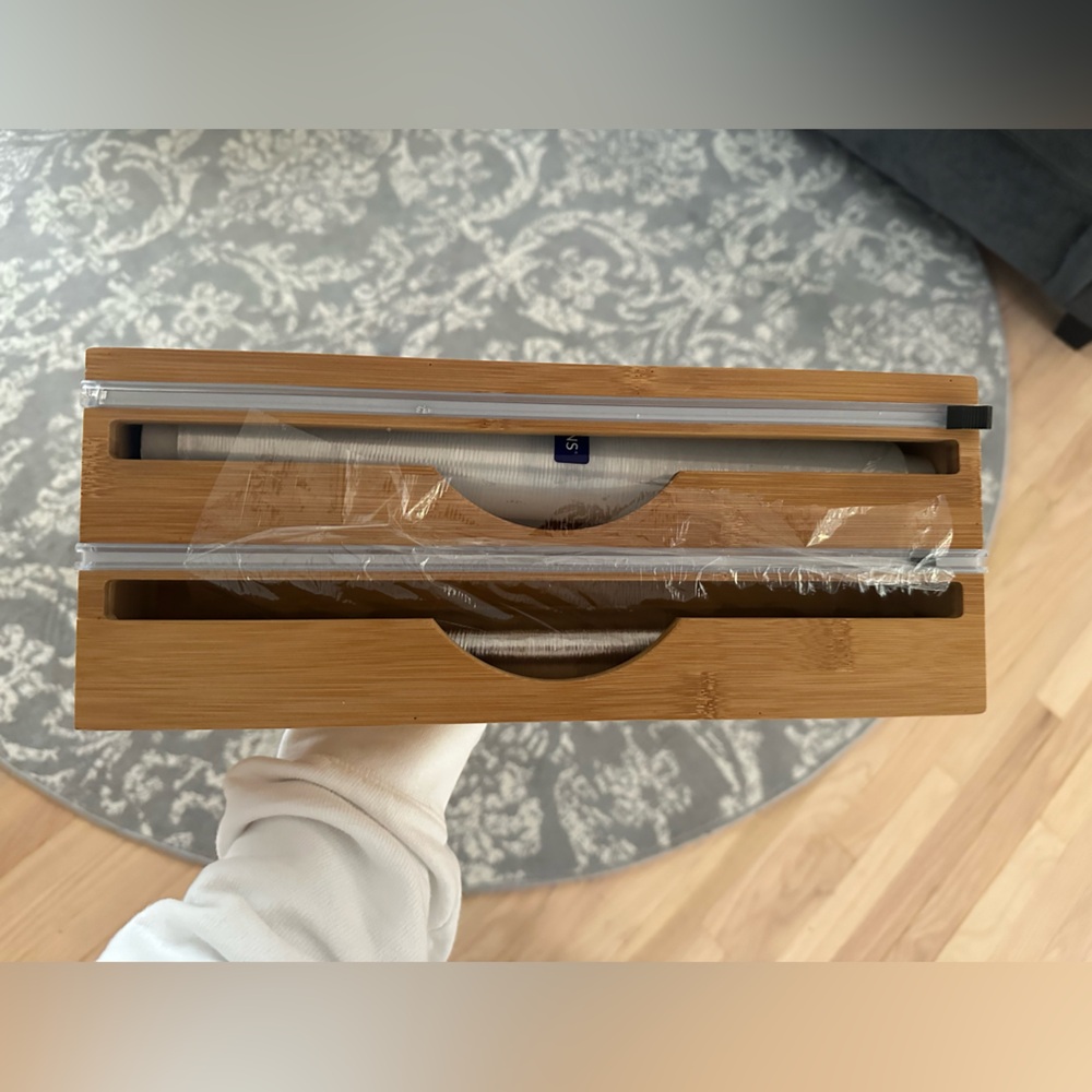Bamboo Plastic Wrap/Aluminum Foil Dispenser with Cutter